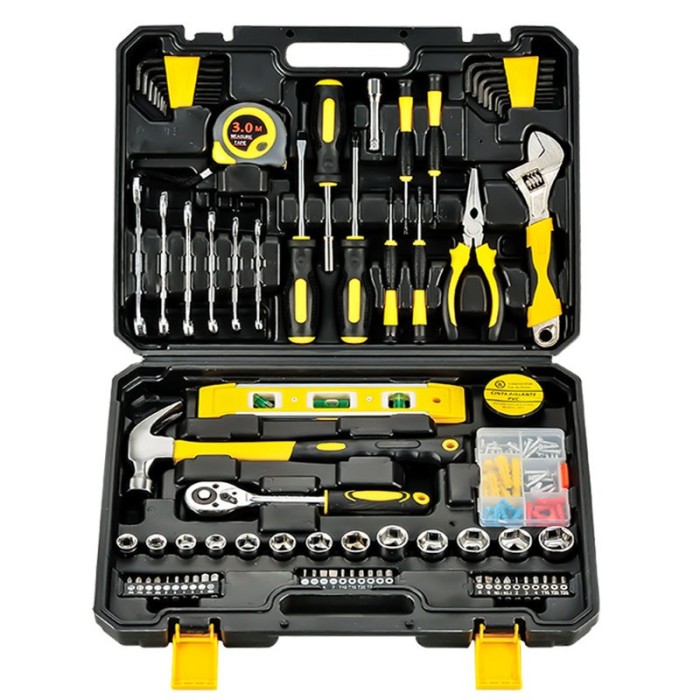 ATLI KT-001 108 Pieces Socket Wrench Auto Repair Tool Combination Package Mixed Tool Set Hand Tool Kit with Plastic Toolbox Storage Case