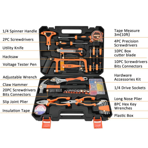 ATLI KT-002 Home Repair Tool Set,Basic Tool Kit ,Household Tool Set with Case