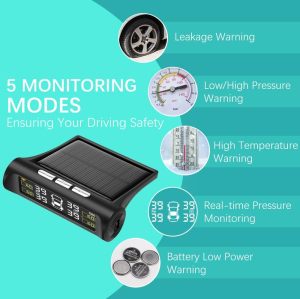 ATLI TB-001 Tire Pressure Monitoring System - TPMS Tire Pressure Monitor System with Solar Charger