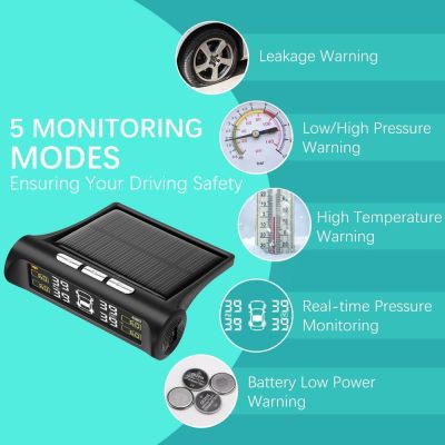 ATLI TB-001 Tire Pressure Monitoring System - TPMS Tire Pressure Monitor System with Solar Charger