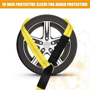 12 Pack Tow Truck Straps Lasso Wheel Lift Straps Lasso Tow Strap with D Ring 11, 000 Lbs Break Strength Auto Tie Down Auto Hauler for Trailer Tow Truck Tie(2'' X 8',Yellow)