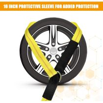 12 Pack Tow Truck Straps Lasso Wheel Lift Straps Lasso Tow Strap with D Ring 11, 000 Lbs Break Strength Auto Tie Down Auto Hauler for Trailer Tow Truck Tie(2'' X 8',Yellow)
