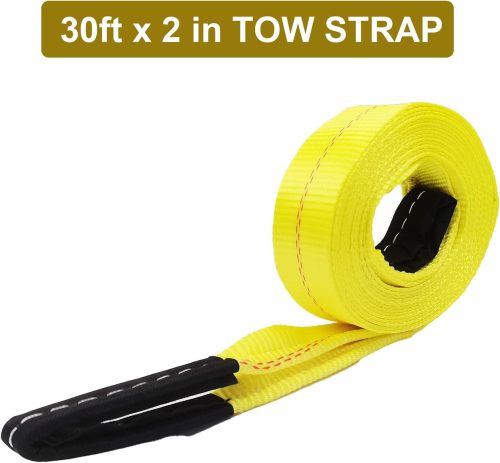 Tow Strap with Reinforced Loops 2in x 30ft Vehicle Recovery Rope 10,000 lbs Pound Capacity Recovery Strap yellow2