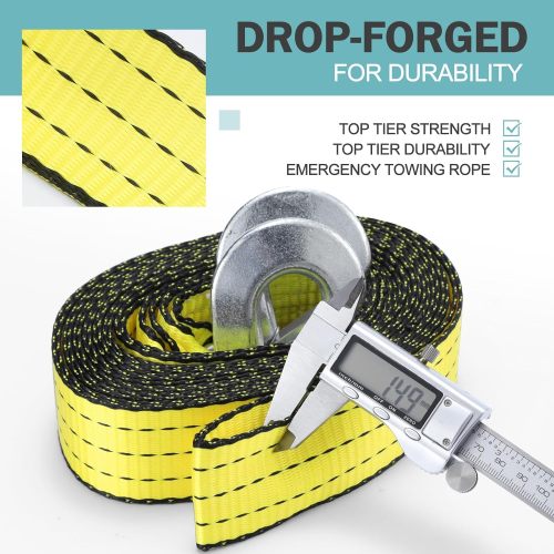 Tow Strap with Reinforced Loops 2in x 30ft Vehicle Recovery Rope 10,000 lbs Pound Capacity Recovery Strap yellow2