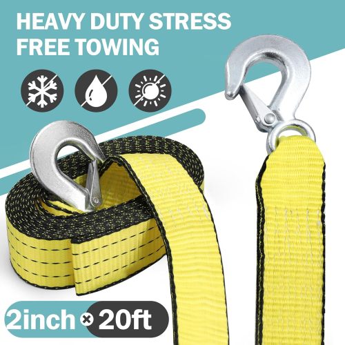 Tow Strap with Reinforced Loops 2in x 30ft Vehicle Recovery Rope 10,000 lbs Pound Capacity Recovery Strap yellow2