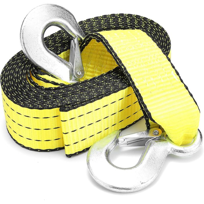 Tow Strap with Reinforced Loops 2in x 30ft Vehicle Recovery Rope 10,000 lbs Pound Capacity Recovery Strap yellow2