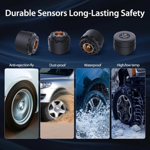 ATLI TB-002 Tire Pressure Monitoring System, Wireless TPMS with 4 External Sensors & 6 Alarm Modes