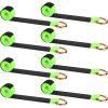 8 Pack Lasso Tow Strap with D Ring and Protective Sleeve 2" x 8ft Tow Truck Accessories 11, 000 Lbs Break Strength Auto Tie Down Auto Hauler for Wheel Lift Trailer Tow Truck(Green)