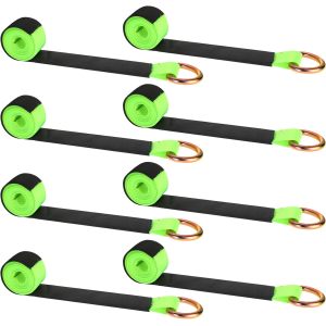 8 Pack Lasso Tow Strap with D Ring and Protective Sleeve 2" x 8ft Tow Truck Accessories 11, 000 Lbs Break Strength Auto Tie Down Auto Hauler for Wheel Lift Trailer Tow Truck(Green)