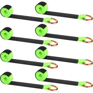 8 Pack Lasso Tow Strap with D Ring and Protective Sleeve 2" x 8ft Tow Truck Accessories 11, 000 Lbs Break Strength Auto Tie Down Auto Hauler for Wheel Lift Trailer Tow Truck(Green)
