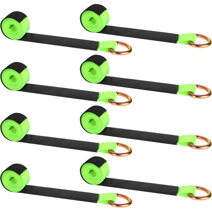8 Pack Lasso Tow Strap with D Ring and Protective Sleeve 2" x 8ft Tow Truck Accessories 11, 000 Lbs Break Strength Auto Tie Down Auto Hauler for Wheel Lift Trailer Tow Truck(Green)