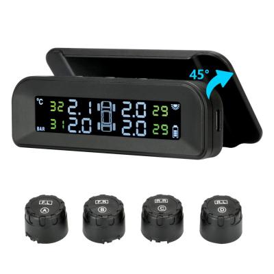 ATLI TB-003 Tire Pressure Monitoring System Wireless Solar TPMS, Tire Pressure Monitor Installed on Windowshield with 4 External Sensors Real