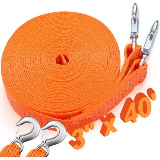 Tow Strap with Hooks 3" x 40' Heavy Duty Tow Rope for Trucks Vehicles Boat Roadside Emergency Car Kit Safe Emergency Rescue Off Road Recovery Car Use Outdoor(15400lbs)