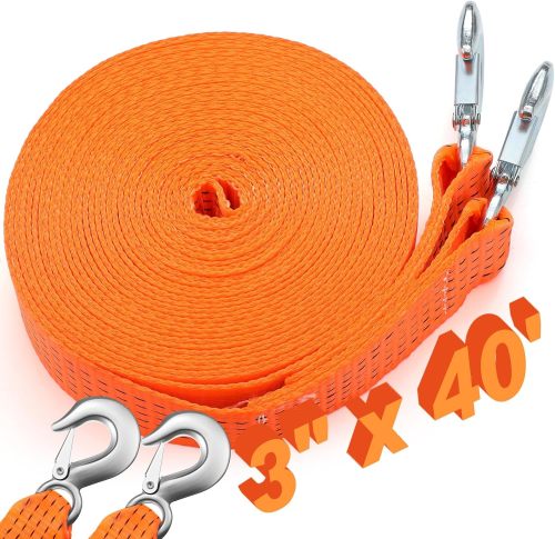 Tow Strap with Hooks 3" x 40' Heavy Duty Tow Rope for Trucks Vehicles Boat Roadside Emergency Car Kit Safe Emergency Rescue Off Road Recovery Car Use Outdoor(15400lbs)