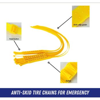 10 PCS Emergency Anti-Skid Mud Snow Survival Traction Multi-Function Car Tire Chains, Yellow, Security Chains for Car Truck SUV Emergency Winter Driving Universal Tire Cable Belts