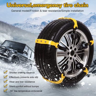 Snow Chains Anti-Skid Anti Slip Emergency Snow Tire Chains - Portable Emergency Traction Snow Mud Chains Universal Adjustable 10pcs Car Security Chains for SUV and Cars