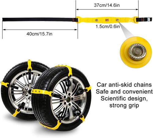 Snow Chains Anti-Skid Anti Slip Emergency Snow Tire Chains - Portable Emergency Traction Snow Mud Chains Universal Adjustable 10pcs Car Security Chains for SUV and Cars