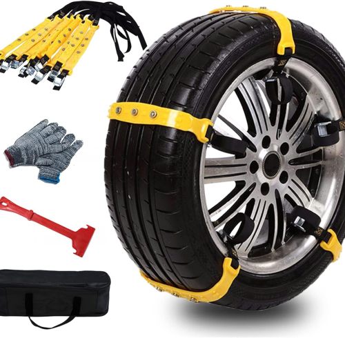 Snow Chains Anti-Skid Anti Slip Emergency Snow Tire Chains - Portable Emergency Traction Snow Mud Chains Universal Adjustable 10pcs Car Security Chains for SUV and Cars