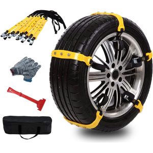 Snow Chains Anti-Skid Anti Slip Emergency Snow Tire Chains - Portable Emergency Traction Snow Mud Chains Universal Adjustable 10pcs Car Security Chains for SUV and Cars