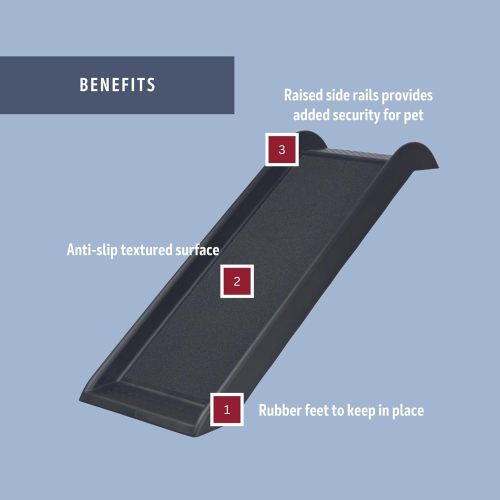 39-in Pet Ramp, Portable Dog Ramp for Small Cars and Furniture, Non-Skid Surface, Black