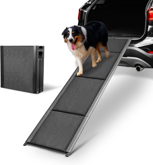 Dog Damps for Car, Portable Car Ramps for Large Dogs up to 250LBS，63x17.3 Inches Easy-Clean Pet Ramp with Non-Slip Surface for Car SUV Trucks, Dog Step for Stairs