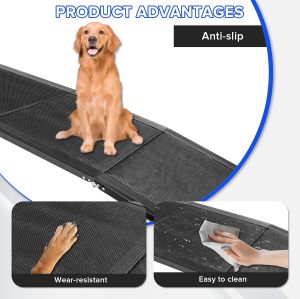 Dog Damps for Car, Portable Car Ramps for Large Dogs up to 250LBS，63x17.3 Inches Easy-Clean Pet Ramp with Non-Slip Surface for Car SUV Trucks, Dog Step for Stairs
