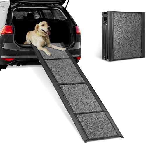 Extra Long 67’’Dog Car Ramp for Large Dogs, Foldable Pet Ramps with Non-Slip Soft Surface, Dog Ramps for Dogs up to 250LBS, Portable Dog Steps for Small Medium Large Dogs to Get into Car SUV Truck