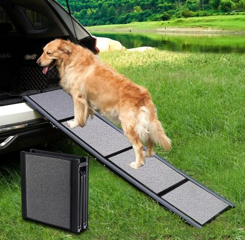 Longest 71’’& Widest 19.6’’ Dog Car Ramp, Foldable Pet Ramps with Non-Slip Soft Surface, Dog Ramps for Dogs up to 250LBS, Portable Dog Steps for Small Medium Large Dogs to Get into Car SUV Truck