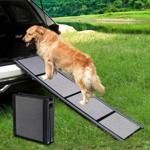 Longest 71’’& Widest 19.6’’ Dog Car Ramp, Foldable Pet Ramps with Non-Slip Soft Surface, Dog Ramps for Dogs up to 250LBS, Portable Dog Steps for Small Medium Large Dogs to Get into Car SUV Truck