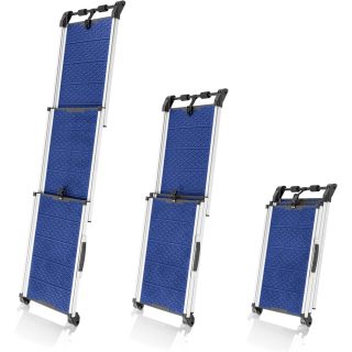 Dog Ramp for Car - Anti-Slip Dog Car Ramp for Large Dogs SUV - Stable 250LBS Capacity - Telescoping Pet Ramp for Car - Portable - Night Safety Reflective Sides - Fixing Clip - Blue