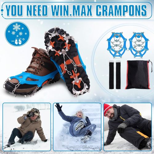 Upgraded Version of Walk Traction Ice Cleat Spikes Crampons,True Stainless Steel Spikes and Durable Silicone,Boots for Hiking On Ice & Snow Ground,Mountian