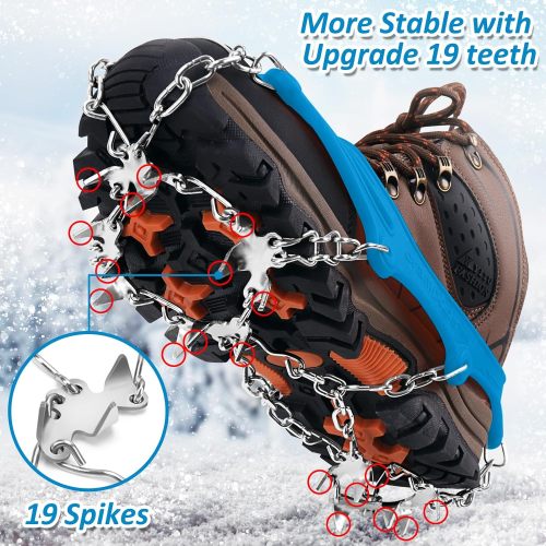 Upgraded Version of Walk Traction Ice Cleat Spikes Crampons,True Stainless Steel Spikes and Durable Silicone,Boots for Hiking On Ice & Snow Ground,Mountian