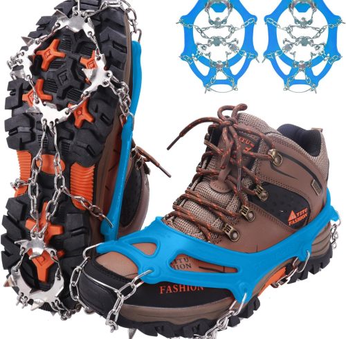 Upgraded Version of Walk Traction Ice Cleat Spikes Crampons,True Stainless Steel Spikes and Durable Silicone,Boots for Hiking On Ice & Snow Ground,Mountian