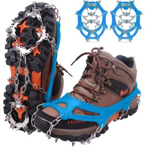 Upgraded Version of Walk Traction Ice Cleat Spikes Crampons,True Stainless Steel Spikes and Durable Silicone,Boots for Hiking On Ice & Snow Ground,Mountian