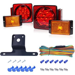 Trailer Light Kit - 12V All LED, Left and Right Waterproof Submersible for Trailers, Boat Trailer Truck Marine Camper RV Snowmobile, Red