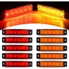 10 PCS Amber Red 3.8” 6 LED Amber Side Marker Light Indicator Light Rear side Marker Light for Truck Trailer RV Cab Boat Bus Lorry LED Marker Light Clearance Light