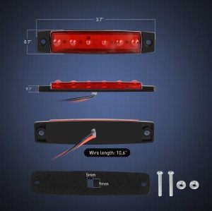 10 PCS Amber Red 3.8” 6 LED Amber Side Marker Light Indicator Light Rear side Marker Light for Truck Trailer RV Cab Boat Bus Lorry LED Marker Light Clearance Light