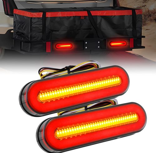 2PCS Smoked Lens 5" Oval Red LED Stop Brake Tail Lights Surface Mount Waterproof Sequential Flow Turn Signals Trailer Lights for RV Truck Jeep ATV Motorcycle 12V-24V