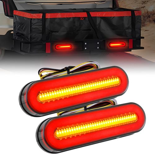 2PCS Smoked Lens 5" Oval Red LED Stop Brake Tail Lights Surface Mount Waterproof Sequential Flow Turn Signals Trailer Lights for RV Truck Jeep ATV Motorcycle 12V-24V