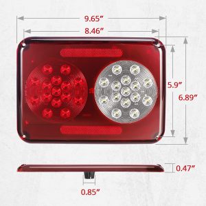 2Pcs Double Led Trailer Tail Lights with Stop Turn Tail Backup Reverse Lights 30 LED Horizontal Mount/Vertical Mount, Surface Mount RV Double Led Taillights, RV Double Led Tail Lights