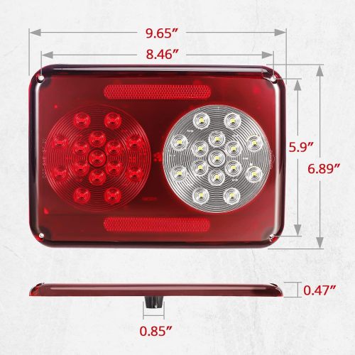 2Pcs Double Led Trailer Tail Lights with Stop Turn Tail Backup Reverse Lights 30 LED Horizontal Mount/Vertical Mount, Surface Mount RV Double Led Taillights, RV Double Led Tail Lights