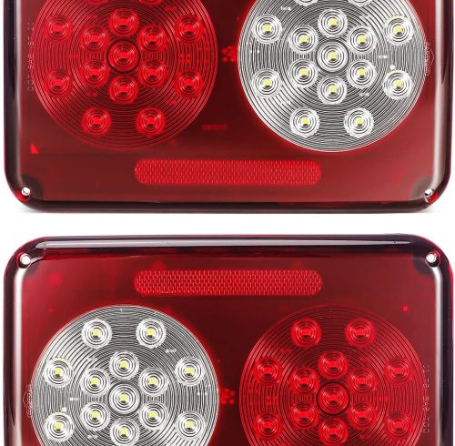 2Pcs Double Led Trailer Tail Lights with Stop Turn Tail Backup Reverse Lights 30 LED Horizontal Mount/Vertical Mount, Surface Mount RV Double Led Taillights, RV Double Led Tail Lights