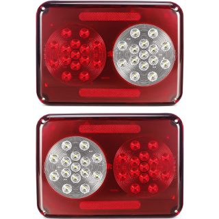 2Pcs Double Led Trailer Tail Lights with Stop Turn Tail Backup Reverse Lights 30 LED Horizontal Mount/Vertical Mount, Surface Mount RV Double Led Taillights, RV Double Led Tail Lights