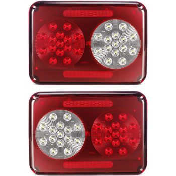 2Pcs Double Led Trailer Tail Lights with Stop Turn Tail Backup Reverse Lights 30 LED Horizontal Mount/Vertical Mount, Surface Mount RV Double Led Taillights, RV Double Led Tail Lights