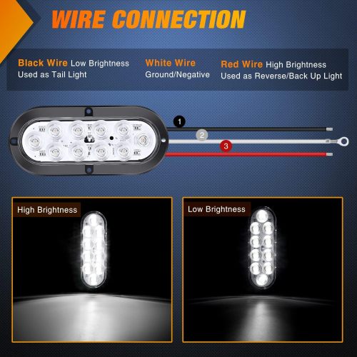 6" Oval White LED Trailer Tail Lights Surface Mount 2PCS 10 LED Waterproof Reverse Back Up Trailer Lights for Truck RV Boat Bus Lorry Camper Van Caravan