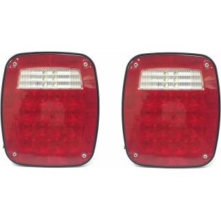 Universal Square 12V Combination 28 LED Signal Tail Light - For Truck Trailer Boat Jeep SUV RV Vans Flatbed 2 Pack