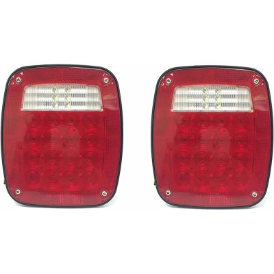 Universal Square 12V Combination 28 LED Signal Tail Light - For Truck Trailer Boat Jeep SUV RV Vans Flatbed 2 Pack