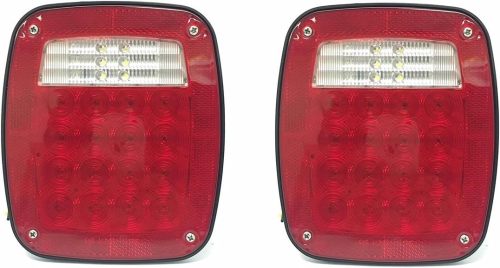 Universal Square 12V Combination 28 LED Signal Tail Light - For Truck Trailer Boat Jeep SUV RV Vans Flatbed 2 Pack