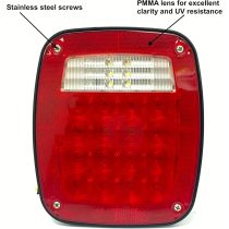 Universal Square 12V Combination 28 LED Signal Tail Light - For Truck Trailer Boat Jeep SUV RV Vans Flatbed 2 Pack