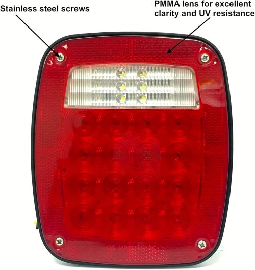 Universal Square 12V Combination 28 LED Signal Tail Light - For Truck Trailer Boat Jeep SUV RV Vans Flatbed 2 Pack